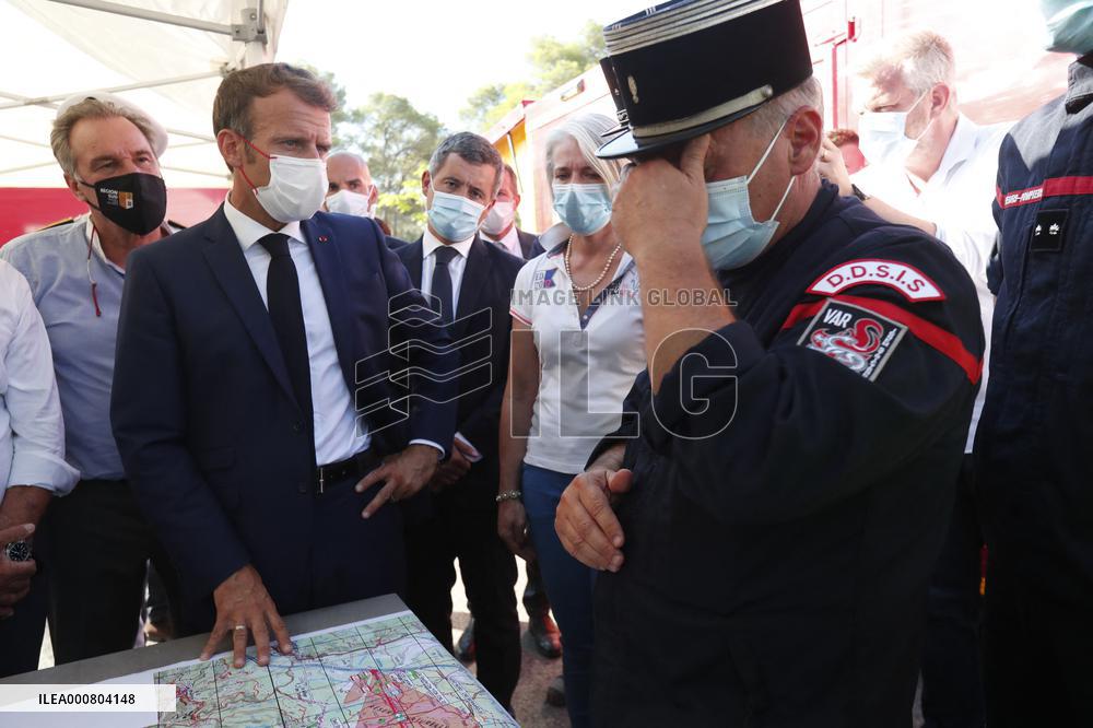 Macron Visits Wildfire-Affected Area - Le Luc