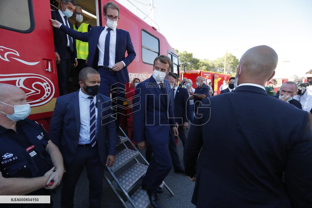 Macron Visits Wildfire-Affected Area - Le Luc