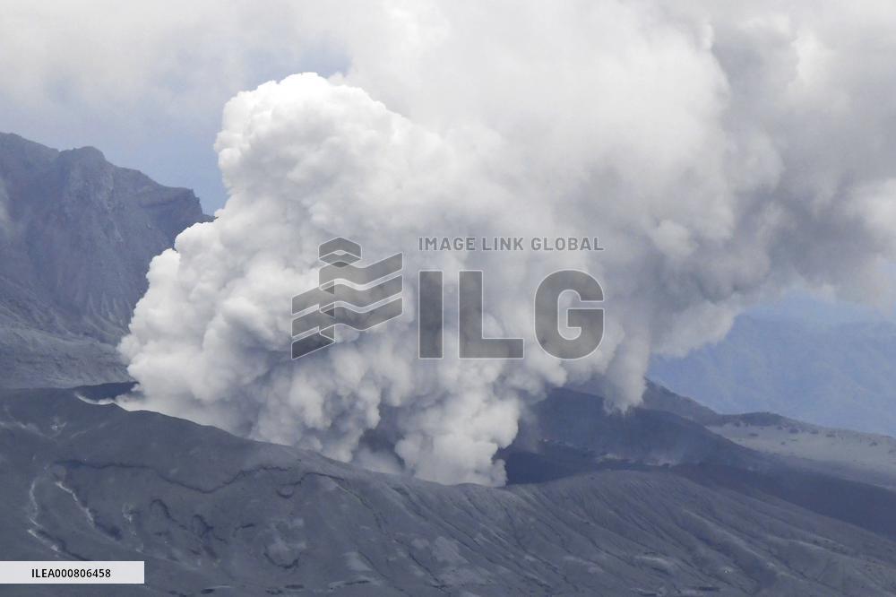 Mt. Aso eruption in southwestern Japan