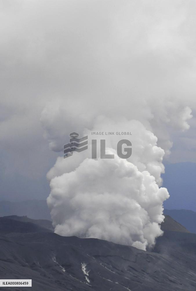 Mt. Aso eruption in southwestern Japan