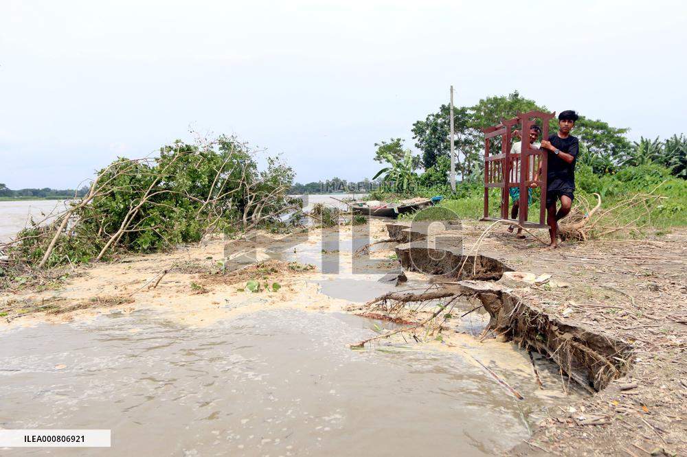 Flooding Caused By Heavy Rains Erode Bank River - Bangladesh