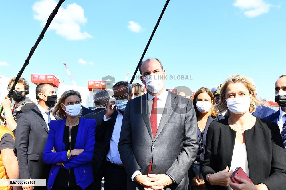 Prime minister Jean Castex  visiting the offshore site - St Nazaire