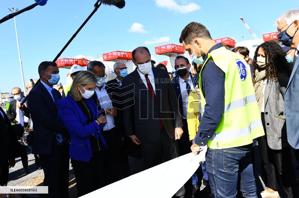 Prime minister Jean Castex  visiting the offshore site - St Nazaire