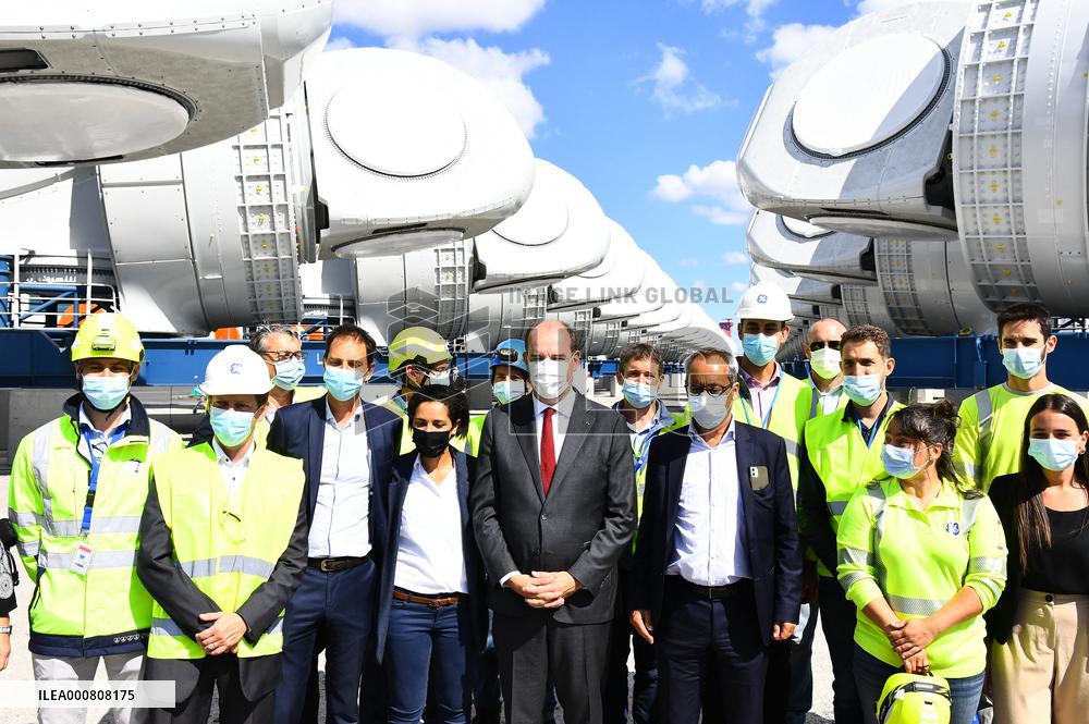 Prime minister Jean Castex  visiting the offshore site - St Nazaire