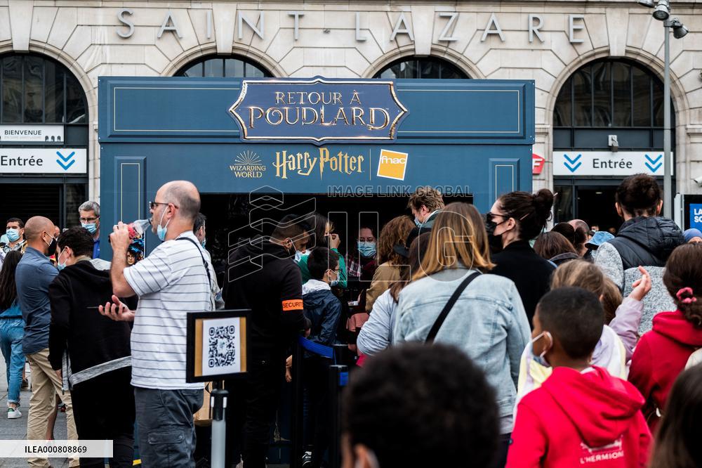 Harry Potter saga is displayed at Saint Lazare station - Paris
