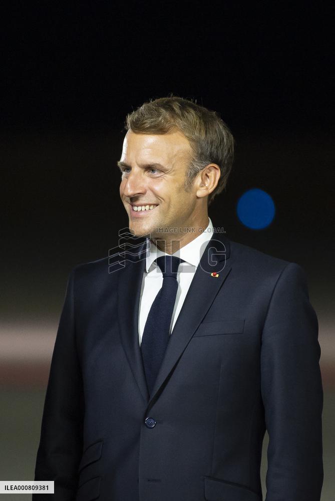 French Président Emmanuel Macron arriving at Erbil Airport - Iraq