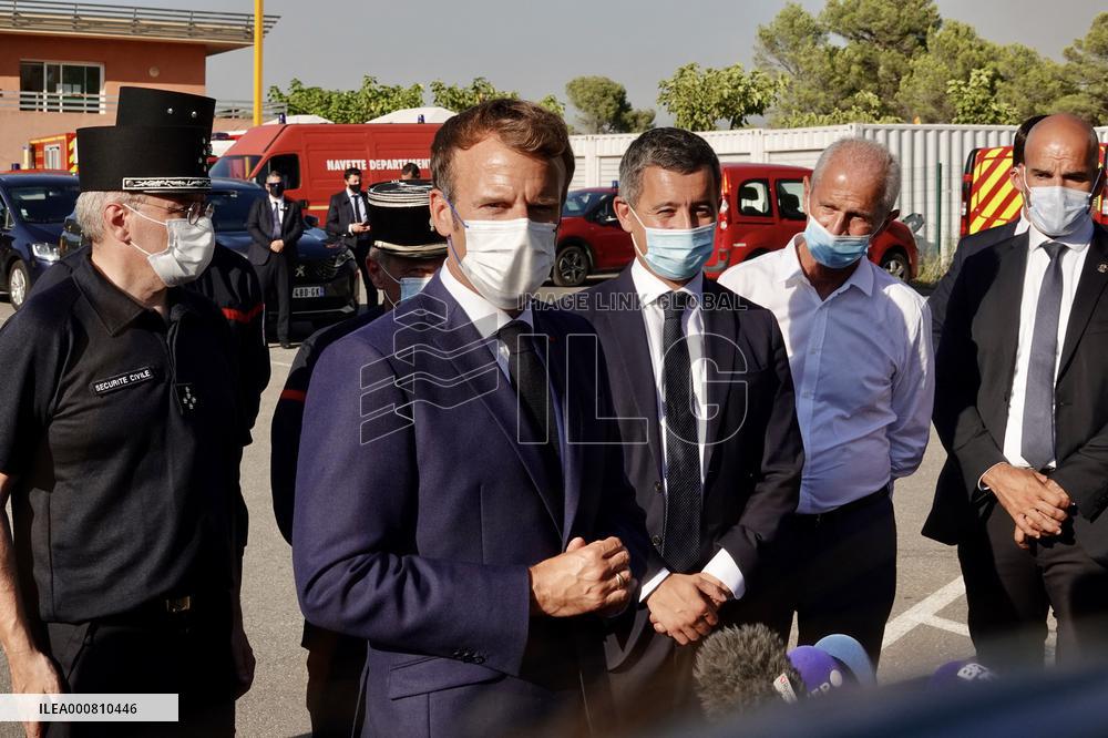 Macron visits wildfire area - Le Luc