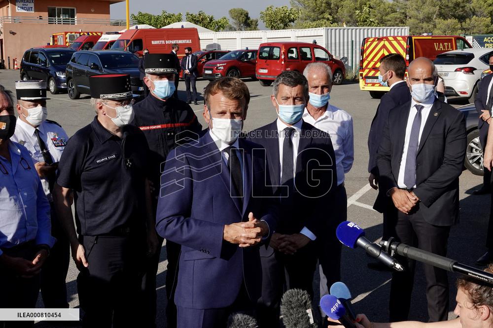 Macron visits wildfire area - Le Luc