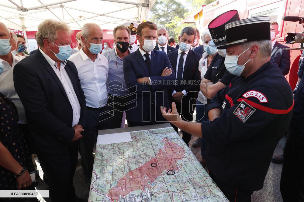 Macron Visits Wildfire-Affected Area - Le Luc