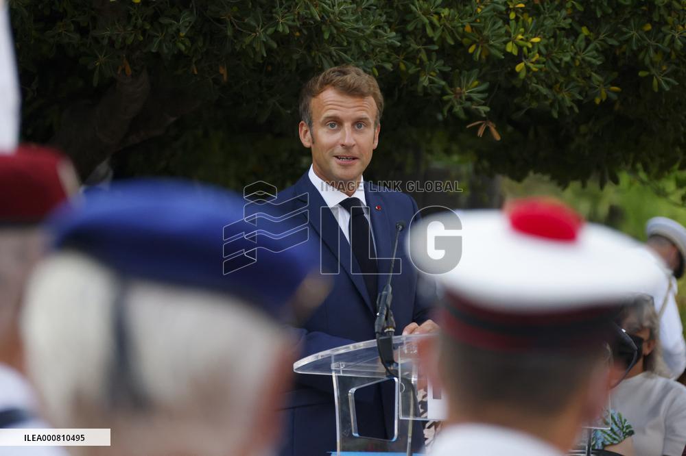 President Macron At A Ceremony For The Allied Landings - Bormes-les-Mimosas