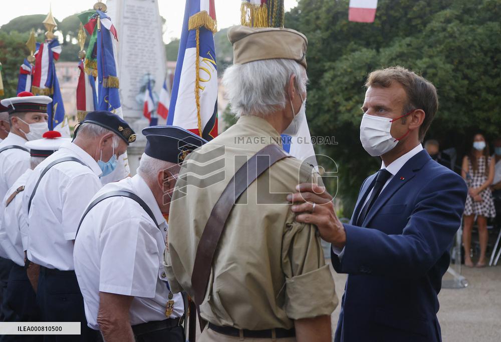President Macron At A Ceremony For The Allied Landings - Bormes-les-Mimosas