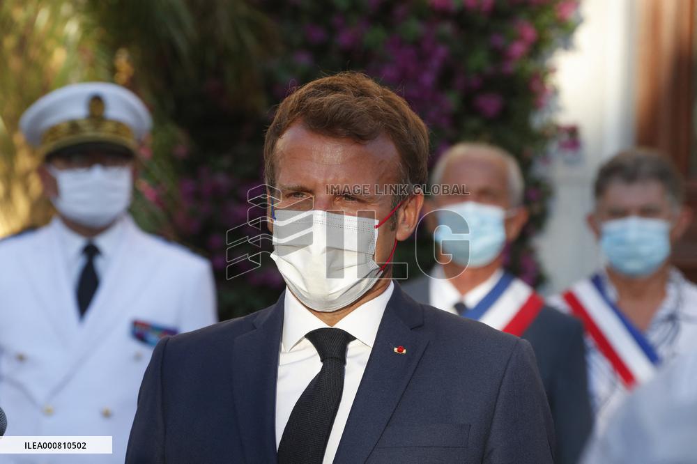 President Macron At A Ceremony For The Allied Landings - Bormes-les-Mimosas