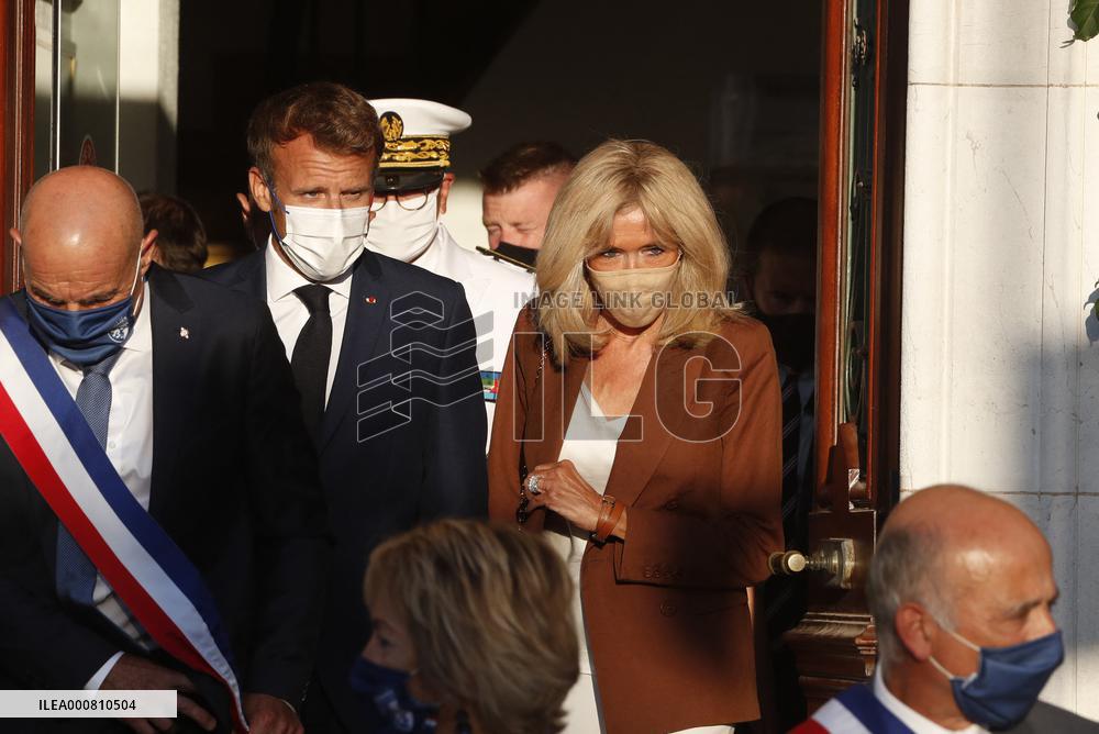 President Macron At A Ceremony For The Allied Landings - Bormes-les-Mimosas