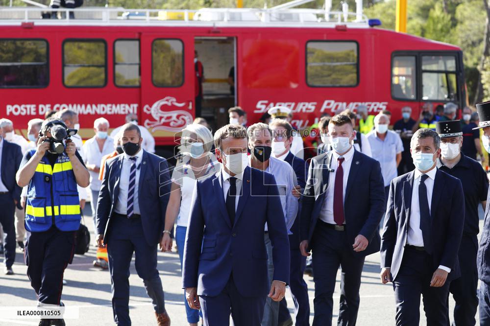 Macron Visits Wildfire-Affected Area - Le Luc