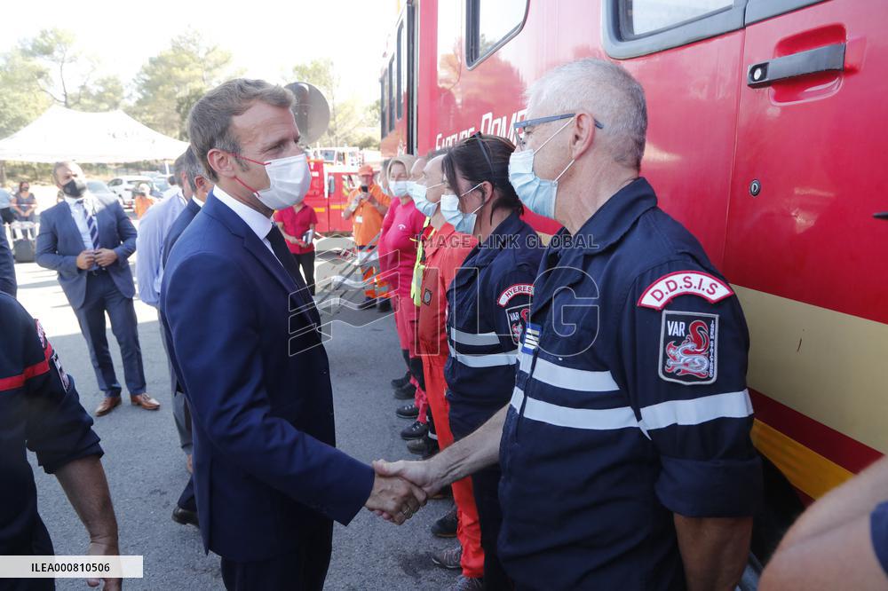 Macron Visits Wildfire-Affected Area - Le Luc
