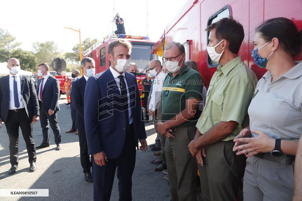 Macron Visits Wildfire-Affected Area - Le Luc
