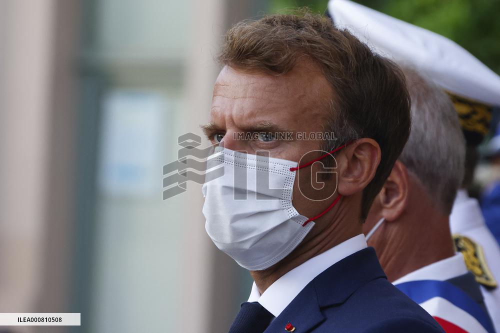 President Macron At A Ceremony For The Allied Landings - Bormes-les-Mimosas