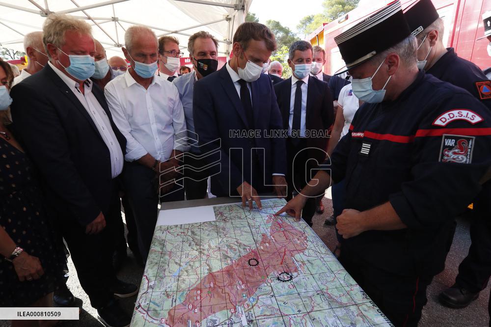 Macron Visits Wildfire-Affected Area - Le Luc