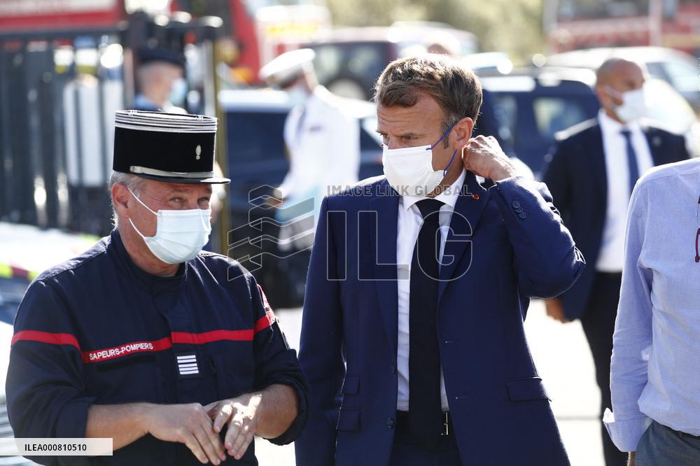 Macron Visits Wildfire-Affected Area - Le Luc
