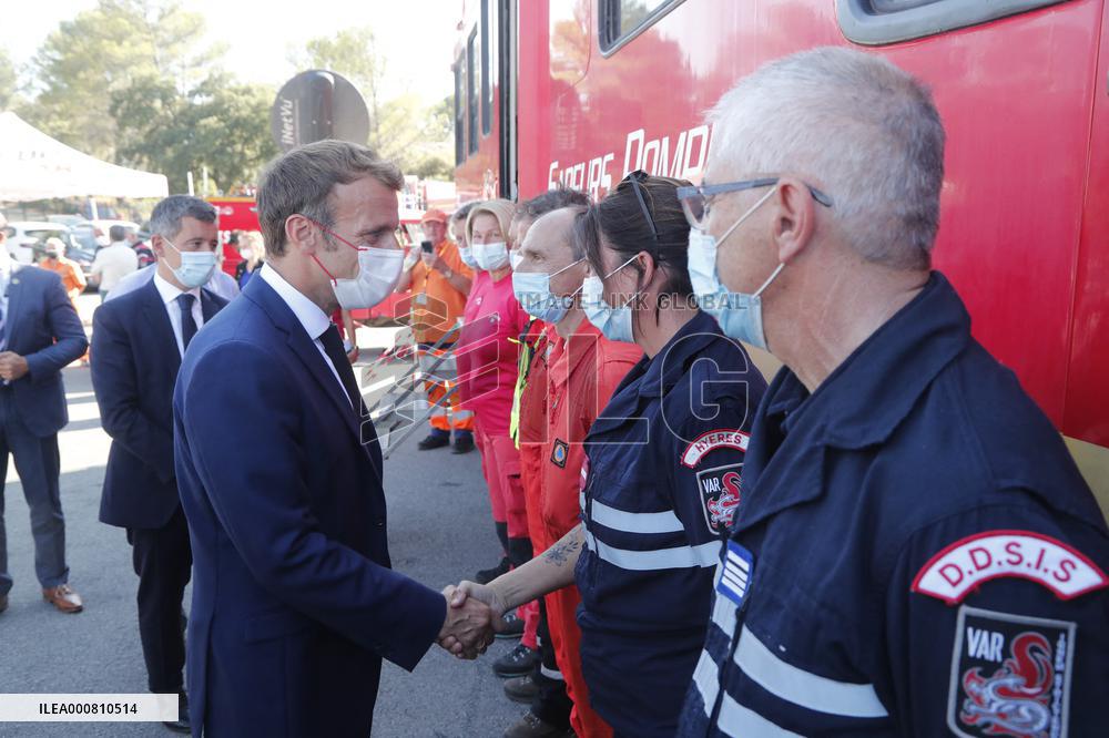 Macron Visits Wildfire-Affected Area - Le Luc