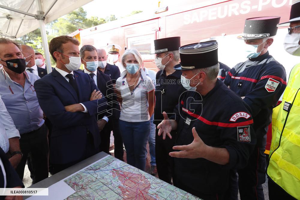 Macron Visits Wildfire-Affected Area - Le Luc