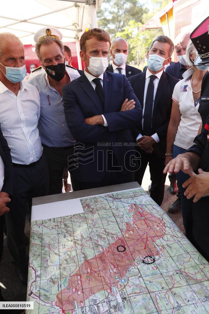 Macron Visits Wildfire-Affected Area - Le Luc