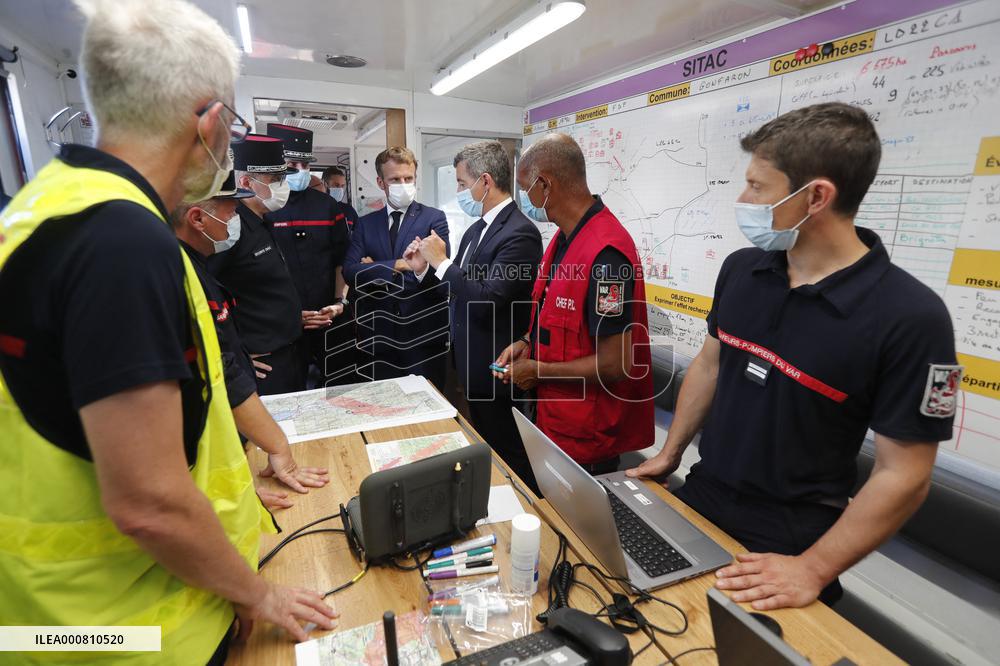 Macron Visits Wildfire-Affected Area - Le Luc