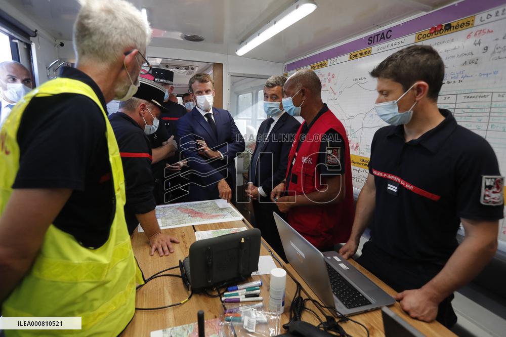 Macron Visits Wildfire-Affected Area - Le Luc
