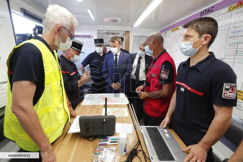 Macron Visits Wildfire-Affected Area - Le Luc