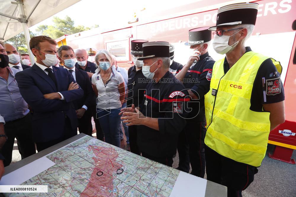 Macron Visits Wildfire-Affected Area - Le Luc