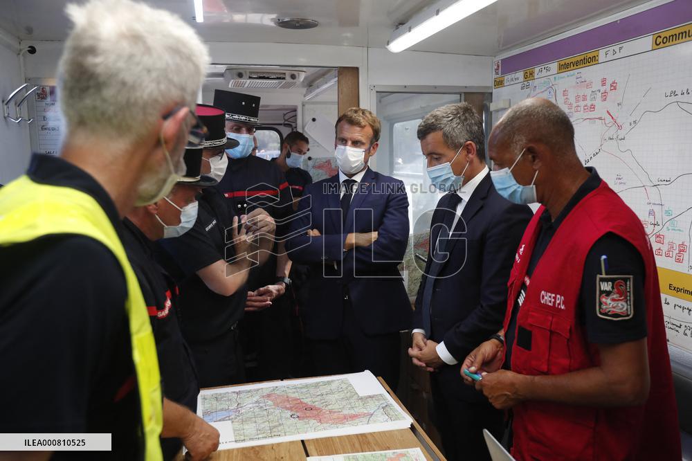 Macron Visits Wildfire-Affected Area - Le Luc