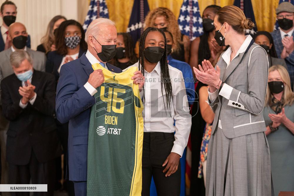 President Biden Welcomes the WNBA Cahampions Seattle Storm