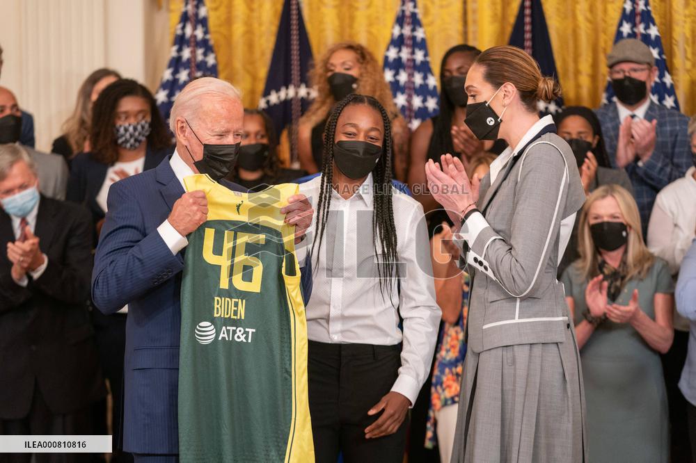 President Biden Welcomes the WNBA Cahampions Seattle Storm