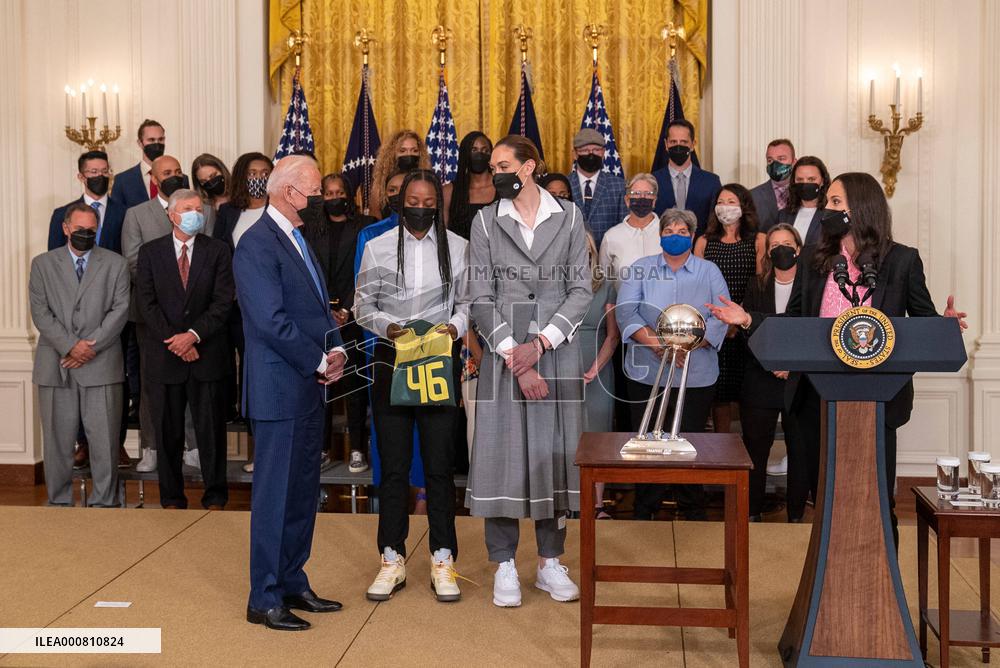 President Biden Welcomes the WNBA Cahampions Seattle Storm