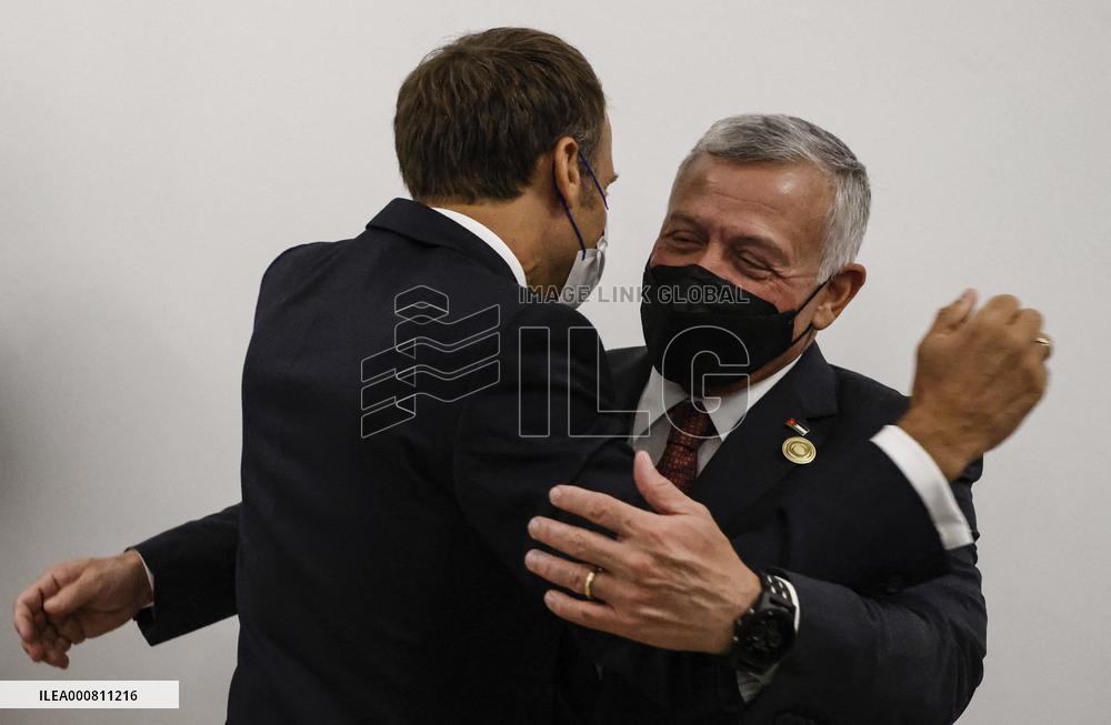 French President Emmanuel Macron meets with Jordan's King Abdullah II - Bagdhad
