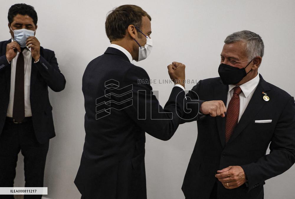 French President Emmanuel Macron meets with Jordan's King Abdullah II - Bagdhad