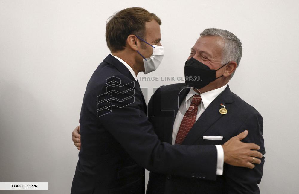 French President Emmanuel Macron meets with Jordan's King Abdullah II - Bagdhad