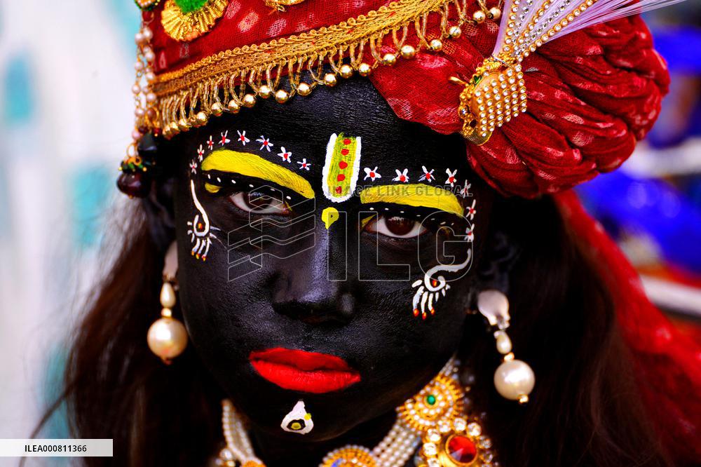 Children dress up as Lord Krishna to celebrate his birth - India