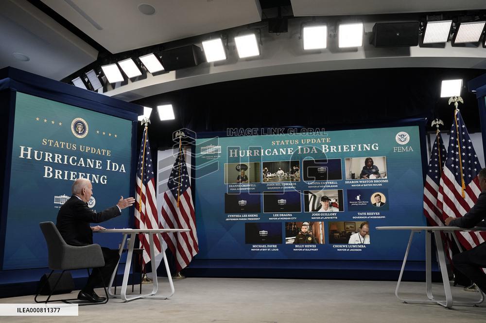 Joe Biden virtuall meeting on Hurricane Ida - Washington