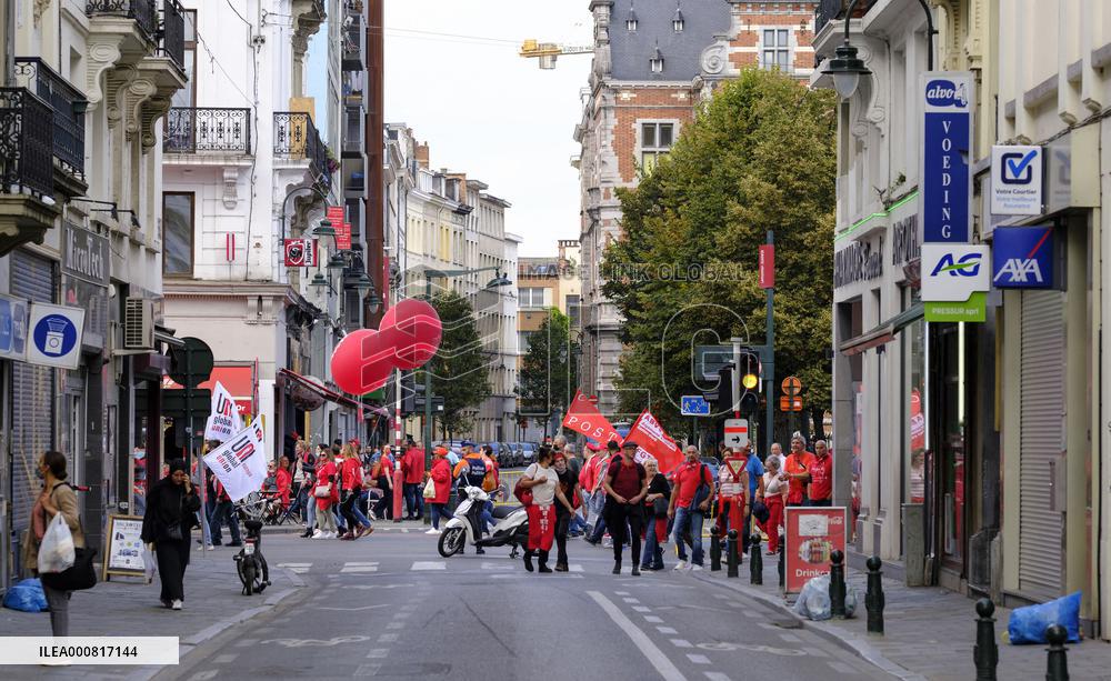 Workers Protest Against The Wage Standard Law - Brussels
