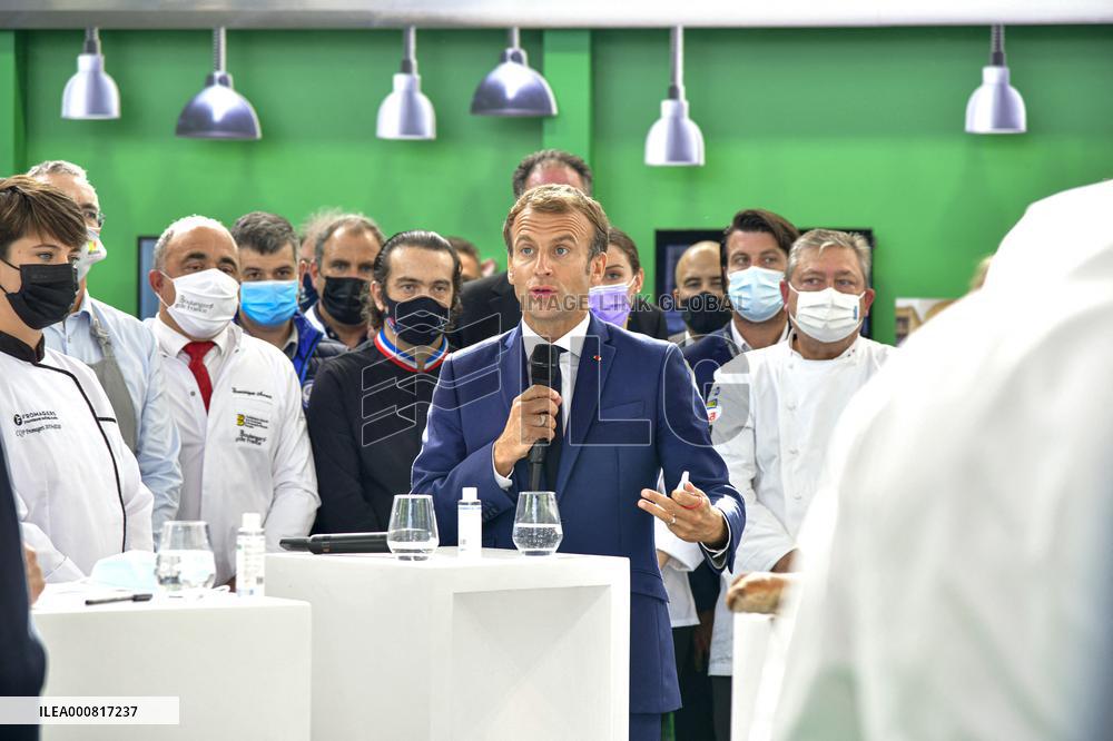 President Macron Visits SIRHA Fair - Lyon