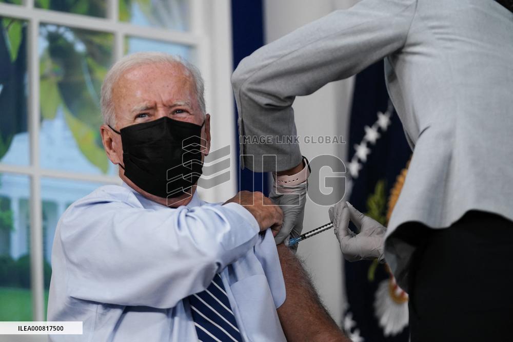 President Joe Biden Delivers Remarks and Receives a COVID-19 Booster Shot