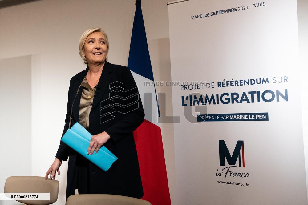 Marine Le Pen Immigration Referendum - Paris