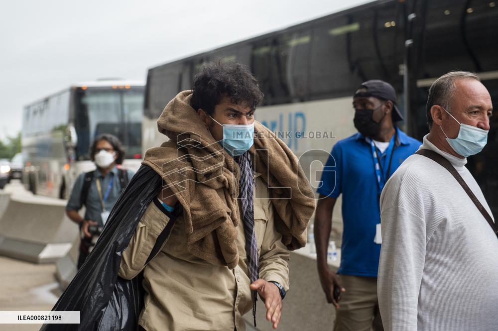 Afghan Refugees arrive at Washington Dulles Airport