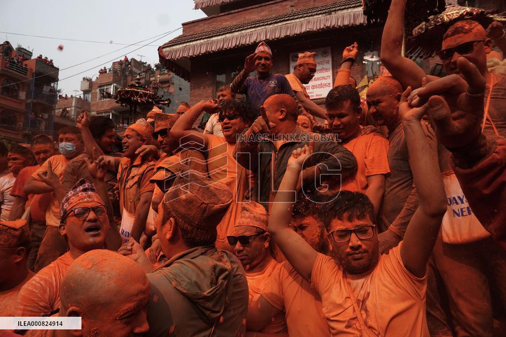 Sindur Jatra festival in Thimi, Nepal