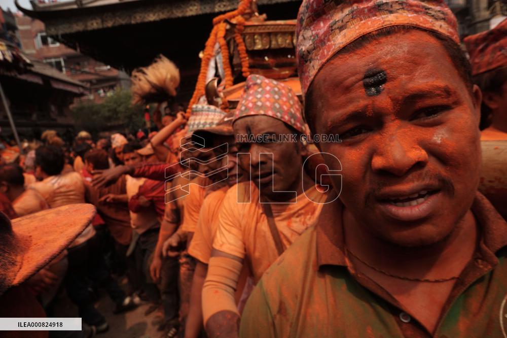 Sindur Jatra festival in Thimi, Nepal
