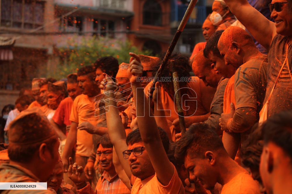 Sindur Jatra festival in Thimi, Nepal