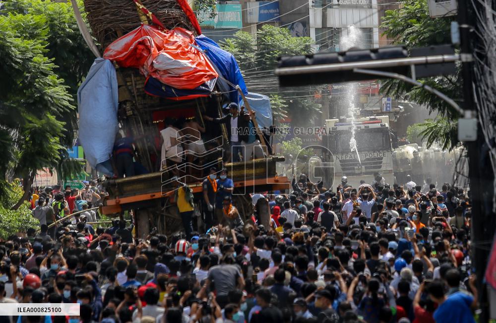 Devotees and police clash during chariot procession in Nepal