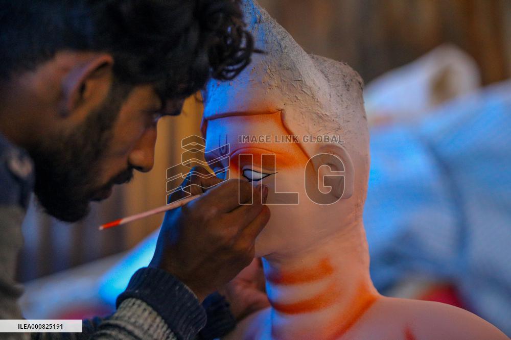Making statue of goddess for Dashain festival in Kathmandu