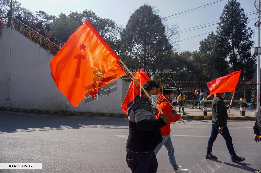 Protest against the dissolution of parliament in Kathmandu